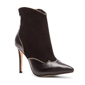 RAYE Talen Black Leather Western Ankle Booties